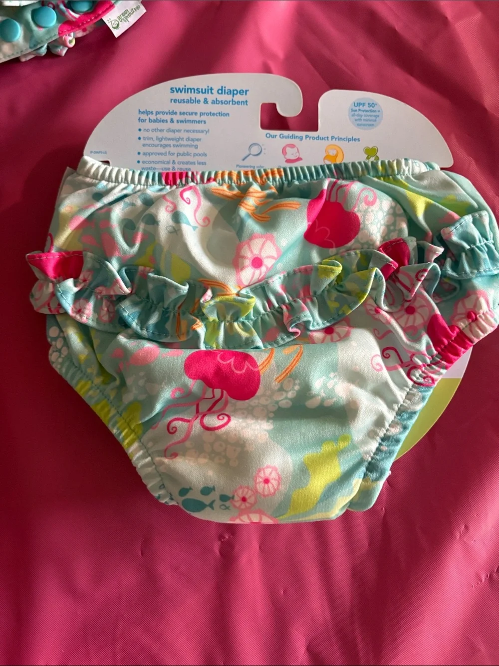 i play. Aqua & Pink Sea Life Reusable Swim Diaper Cover